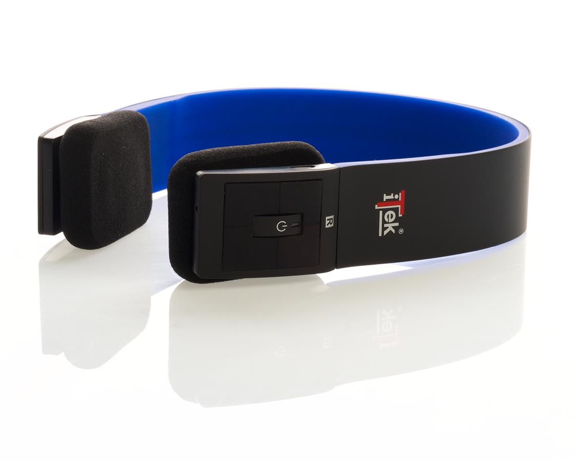 itek ITEH03LBB headphones/headset Wireless Head-band Bluetooth Black, Blue – image 2