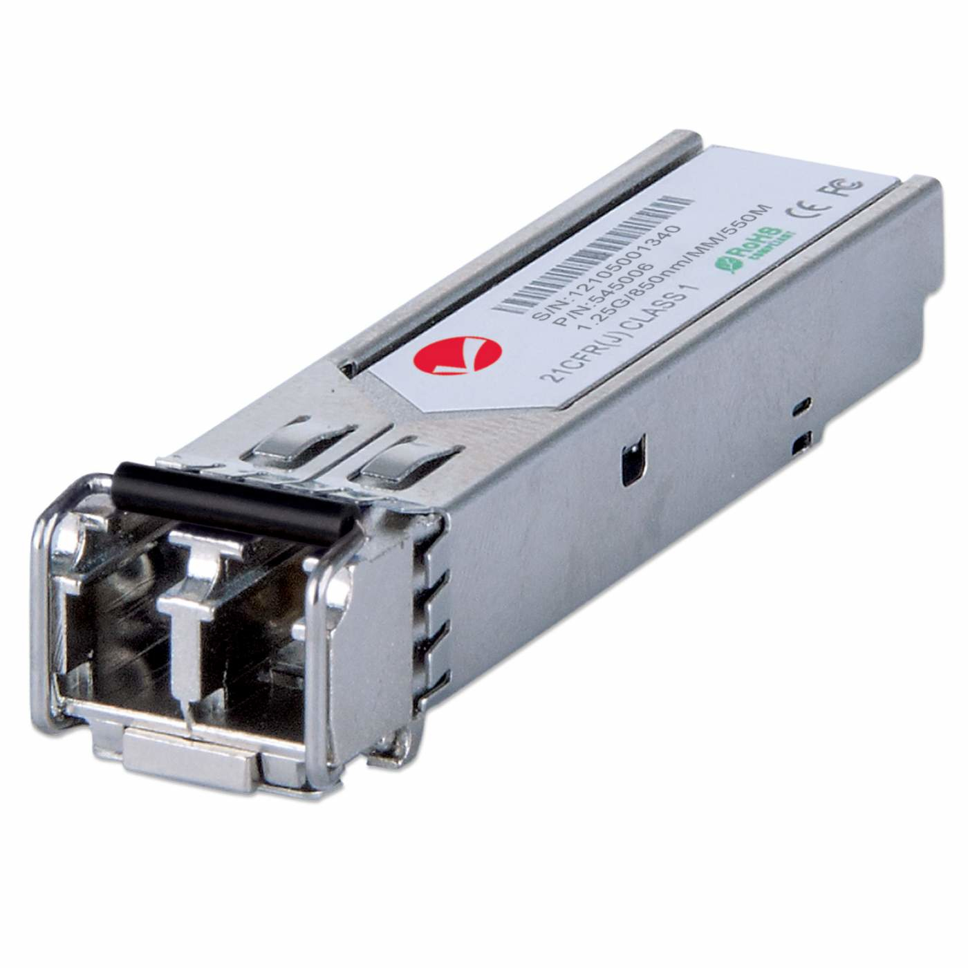 Intellinet Transceiver Module Optical, Gigabit Fiber SFP Mini-GBIC, 1000Base-Sx (LC) Multi-Mode Port, 550m, Wavelength 850nm, Ethernet, Fibre, MSA Compliant, Eq