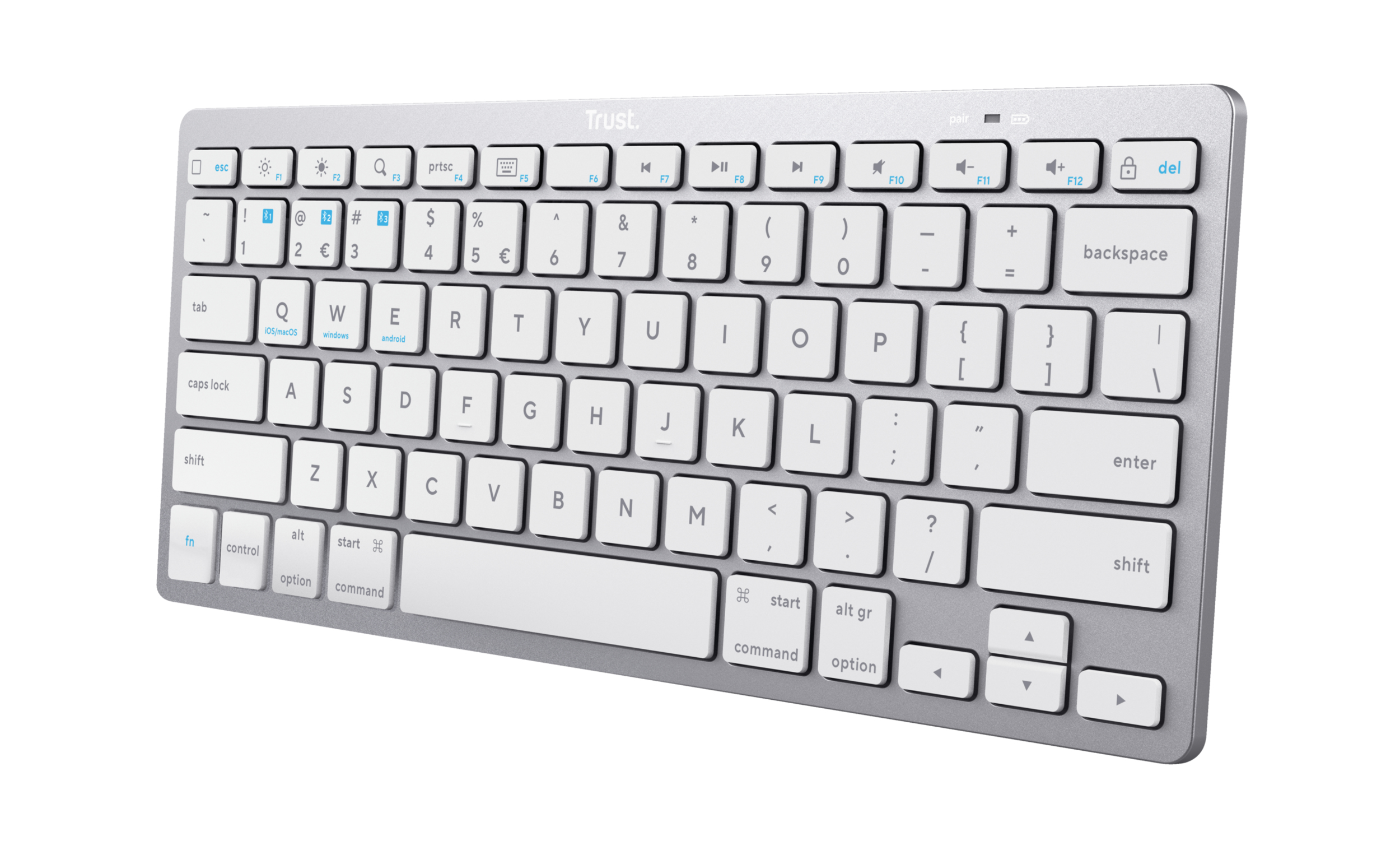 Tastatura TRUST Basics Bluetooth/US/sivo bela
