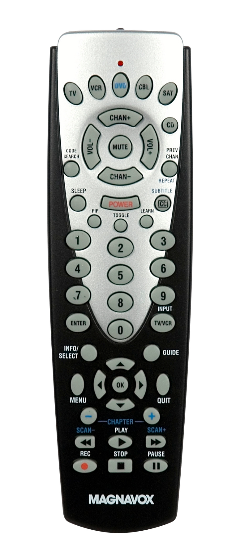 Magnavox MRU2600/17 remote control IR Wireless CD/MD, DVD/Blu-ray, SAT, TV, VCR Press buttons