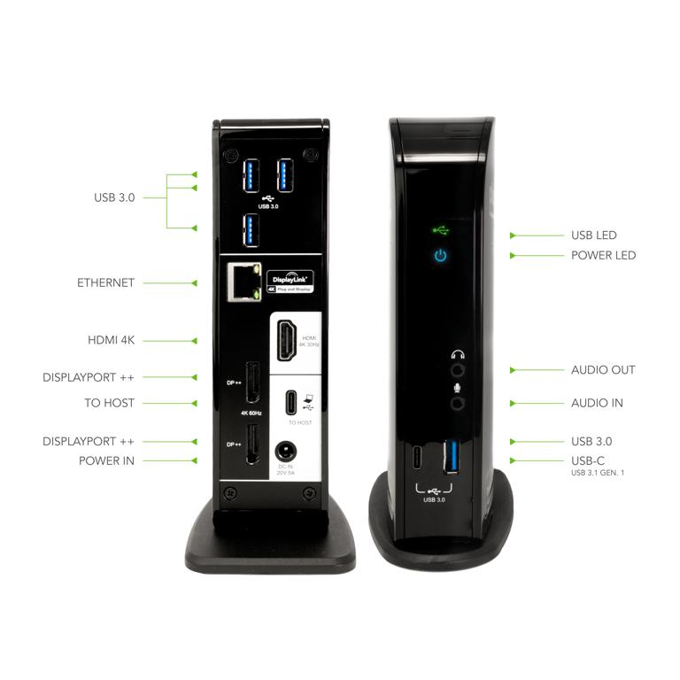 Plugable Technologies UD-ULTC4K laptop dock/port replicator Docking USB 3.2 Gen 1 (3.1 Gen 1) Type-C Black – image 3