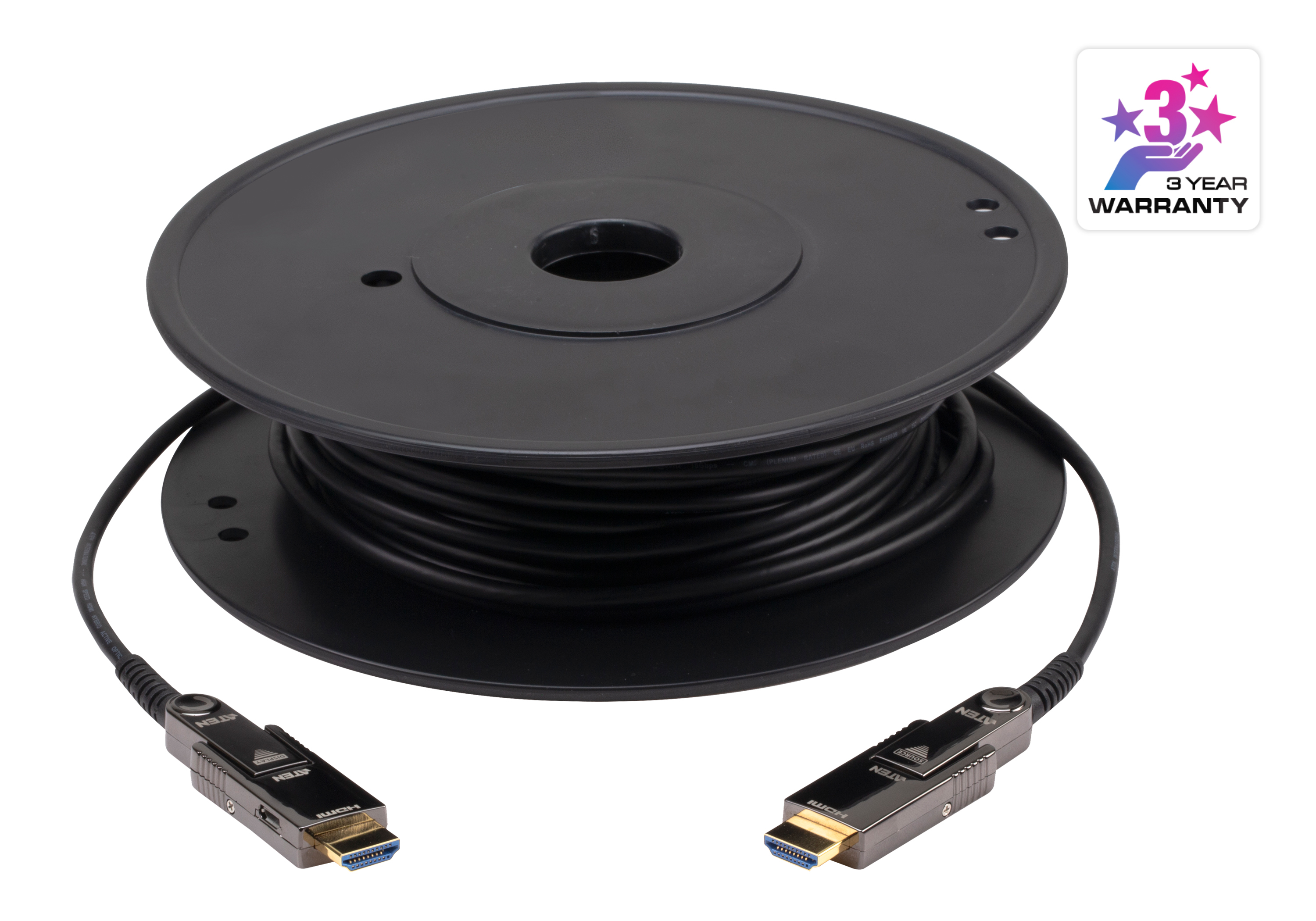 ATEN VanCryst VE7833A - High Speed - HDMI cable - HDMI, 19 pin micro HDMI Type D male to HDMI, 19 pin micro HDMI Type D male - 30 m - hybrid copper/fibre optic - Active Optical Cable (AOC), 4K60Hz (4096 x 2160) support