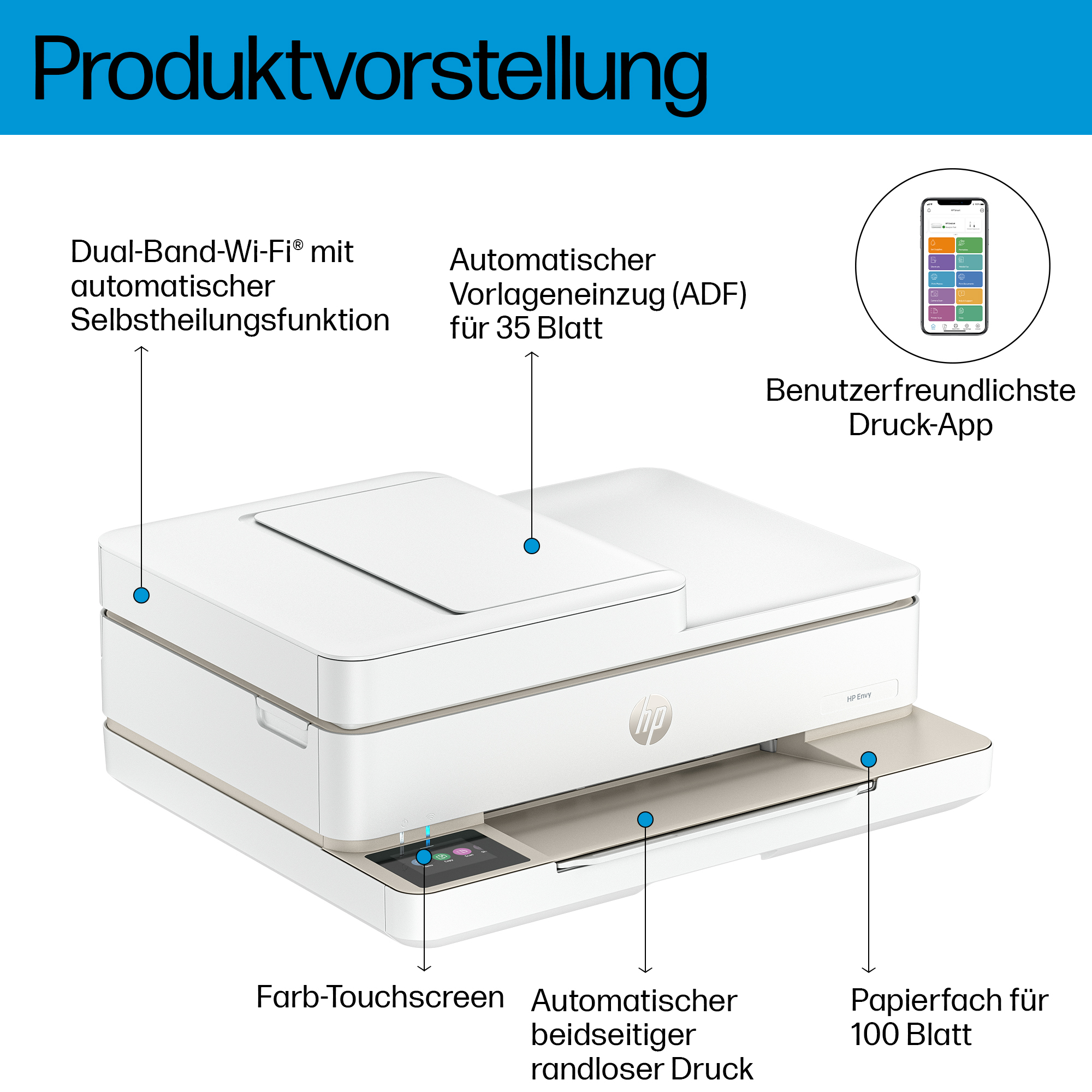 Envy 6532e Wireless All-in-One Farbe Drucker, Instant Ink; Fotodruck