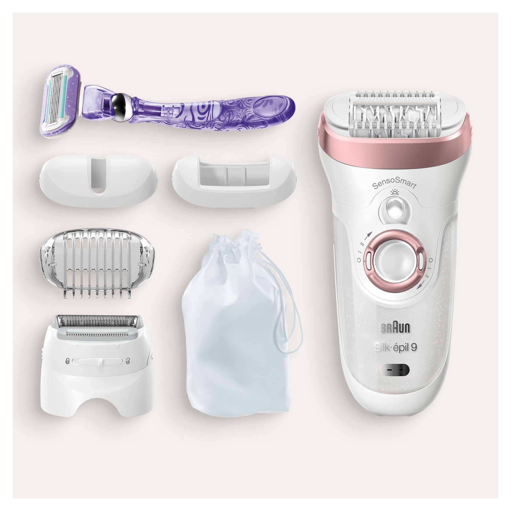 Braun Silk-épil 9 9-870 epilator 40 tweezers Pink, White – image 2
