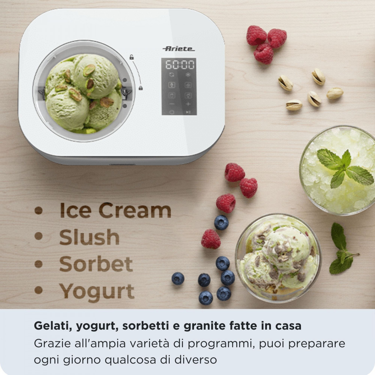 Ariete 644 Gran Gelato 4in1, Ice cream maker with compressor, Ice cream, Yogurt, Sorbet, and Slush, 30-60 minutes, “Keep cool” function – image 7