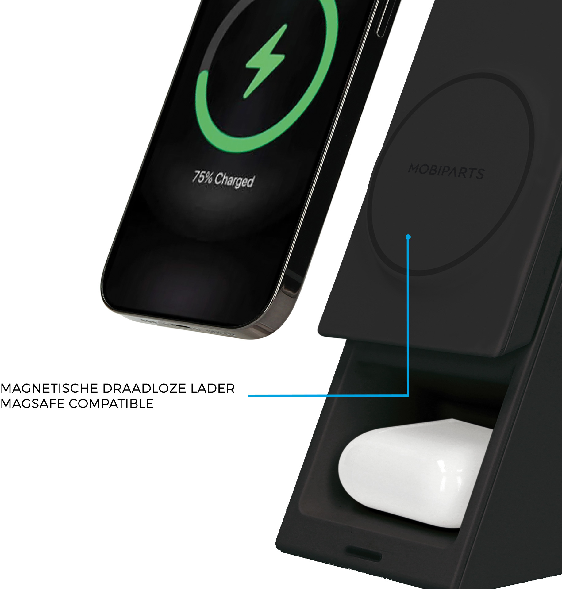 Mobiparts Wireless 3 in 1 Charger 15W Triangle Black – image 3