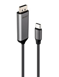 Lindy 43504 video cable adapter 2 m USB Type-C DisplayPort Grey