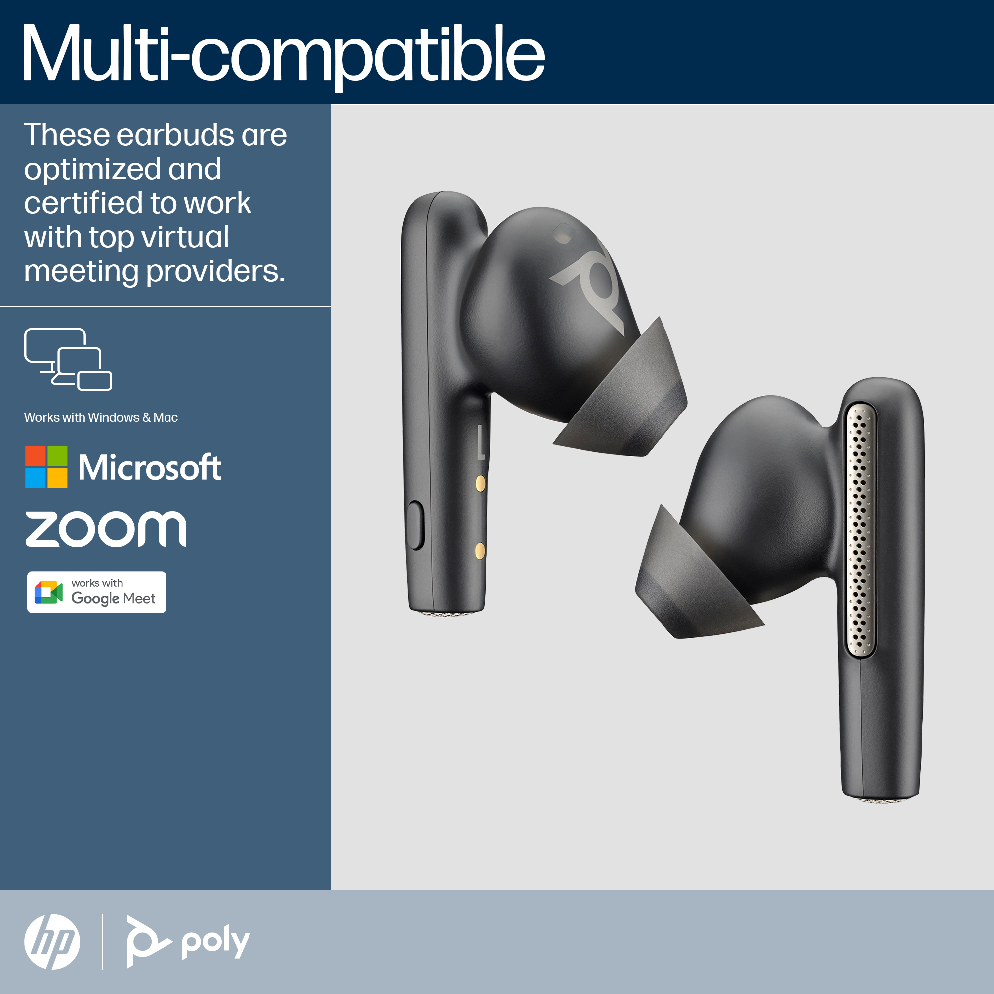 HP Poly Voyager Free 60+ UC Carbon Black Earbuds +BT700 USB-A Adapter +Touchscreen Charge Case – image 7