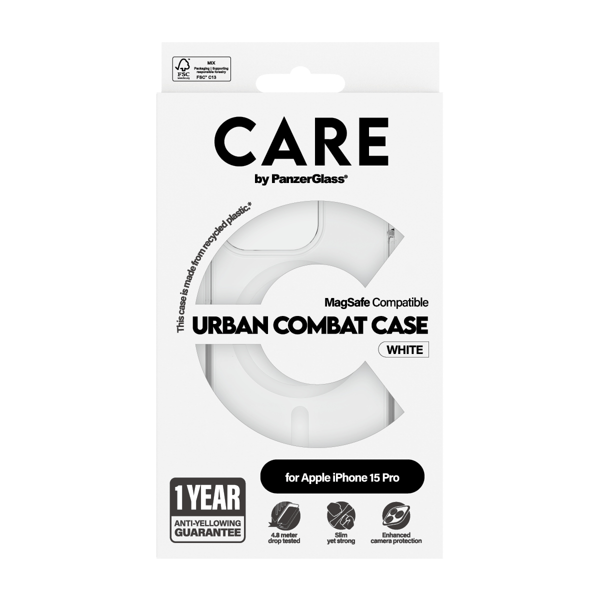 PanzerGlass CARE™ by PanzerGlass® Urban Combat Case Transparent w. White MagSafe iPhone 15 Pro – image 3