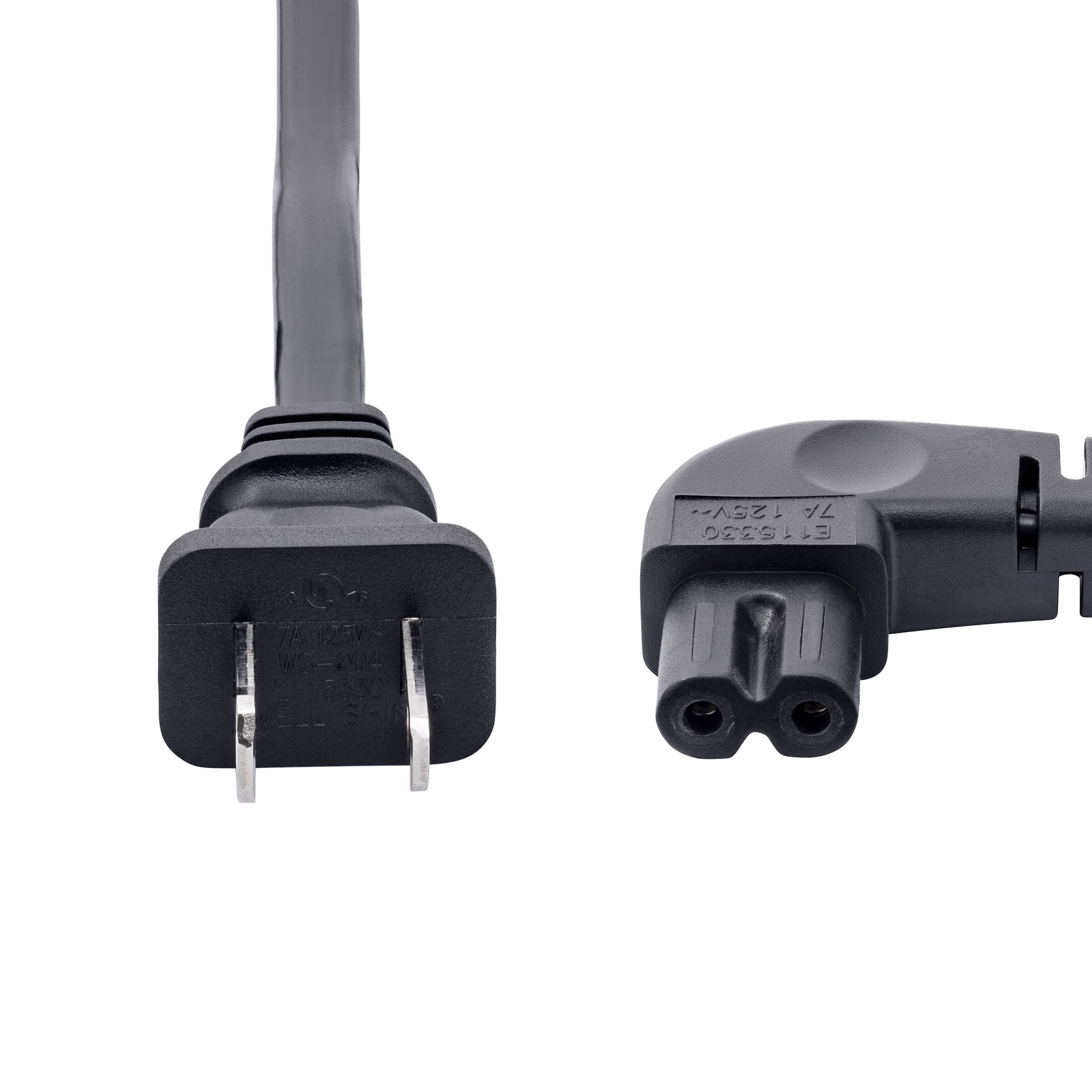 صورة كيبل طاقة StarTech.com PXT101NB-STRA-10F بطول 3 متر، NEMA 1-15P إلى C7 بزاوية يمنى، أسود