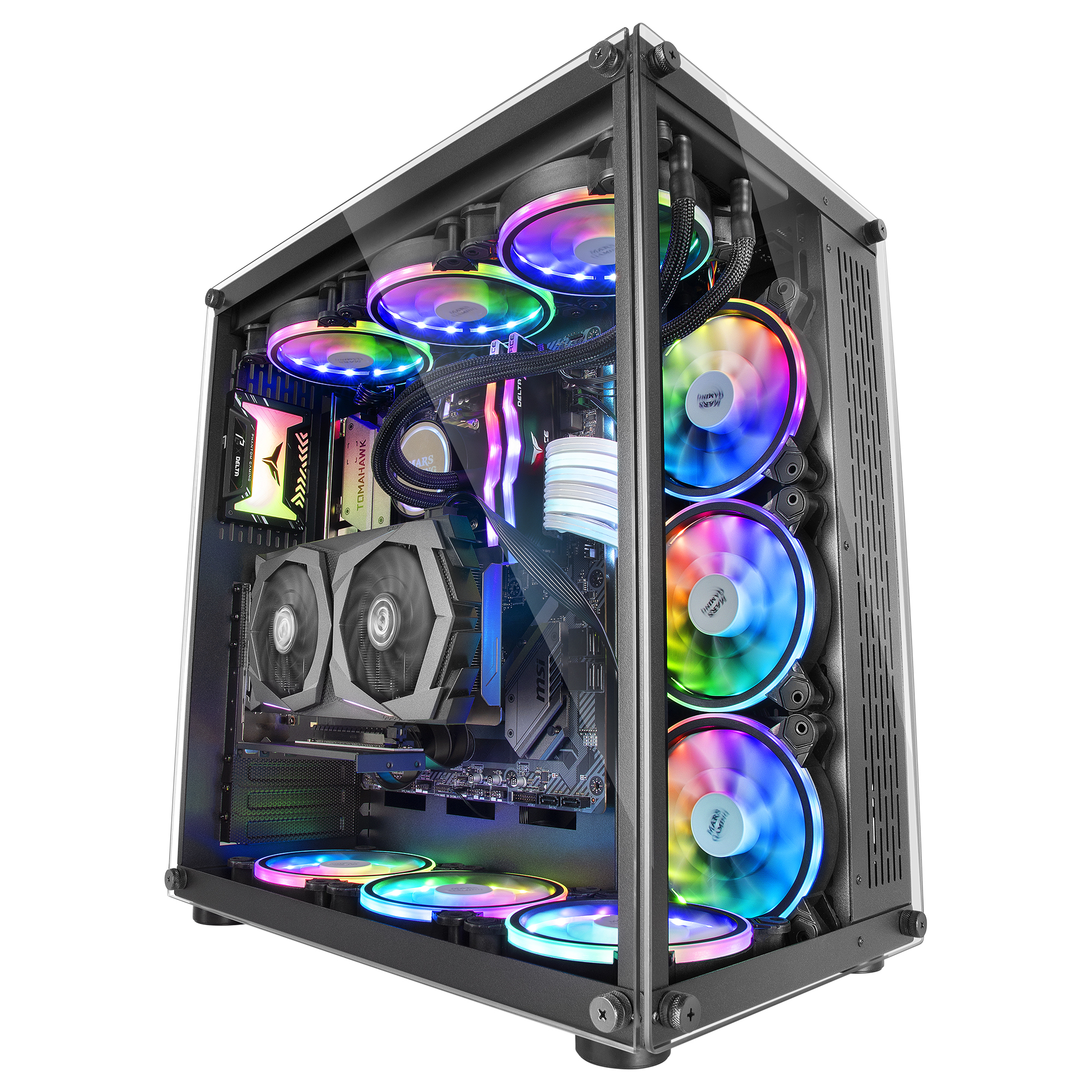 Mars Gaming MCV PC Case XXL ATX Dual Window Tempered Glass Black