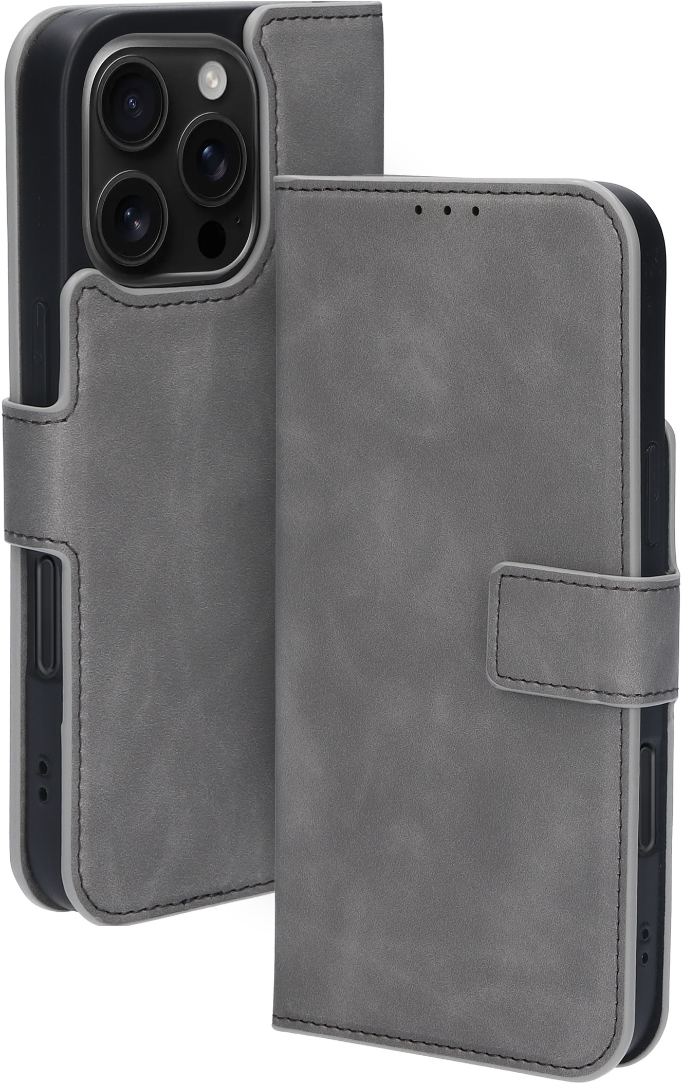 Mobiparts Classic Wallet Case Apple iPhone 16 Pro Granite Grey (MagSafe Compatible) – image 1