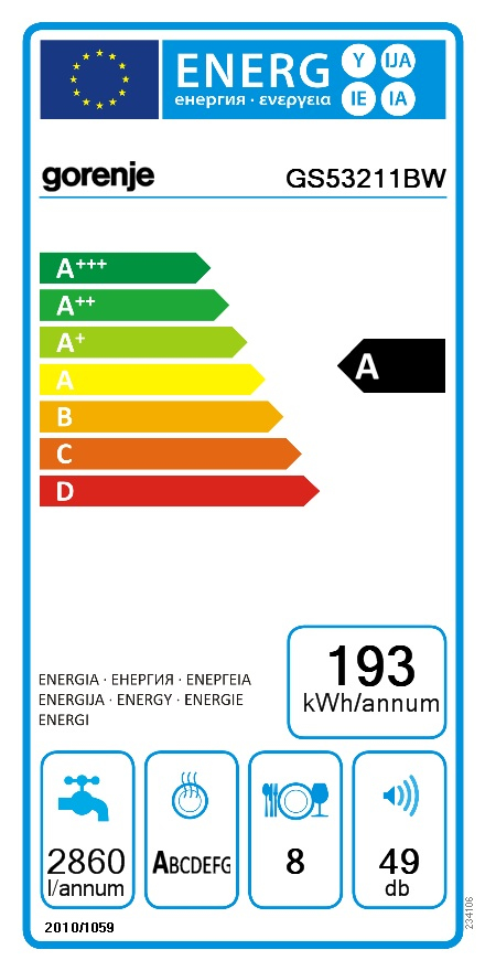 Gorenje GS53211BW dishwasher Freestanding 8 place settings – image 2