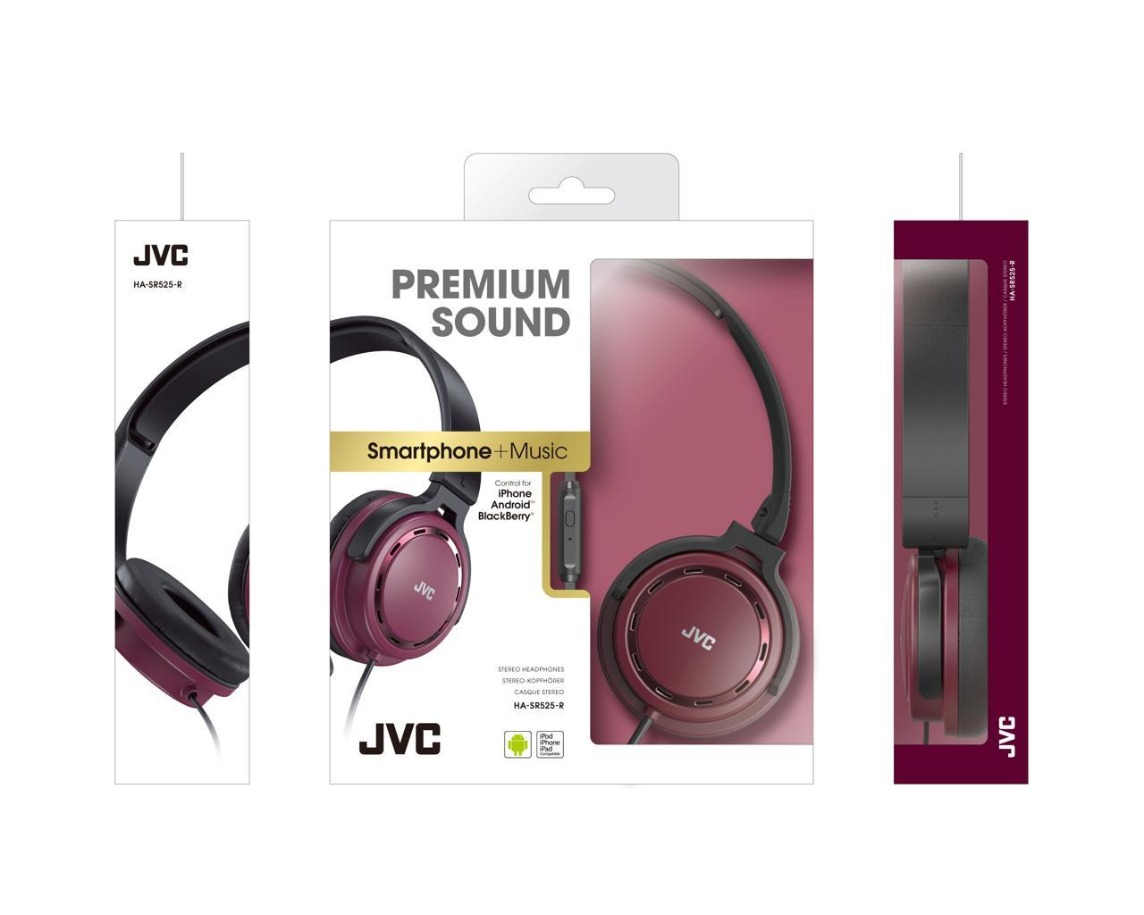 JVC HA-SR525-R-E Premium sound lightweight headphones with remote & mic – image 2