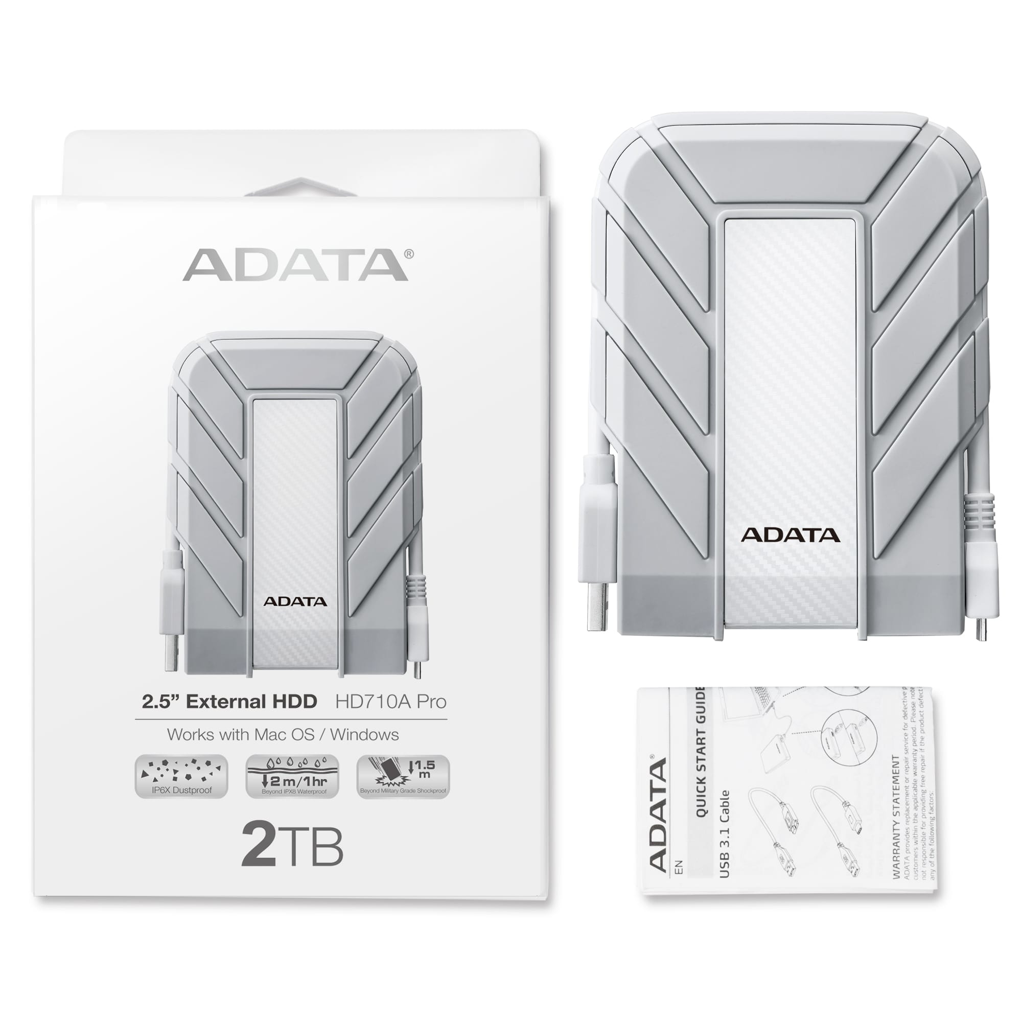 ADATA HD710A Pro external hard drive 2 TB Micro-USB B 3.2 Gen 1 (3.1 Gen 1) Grey, White image 6