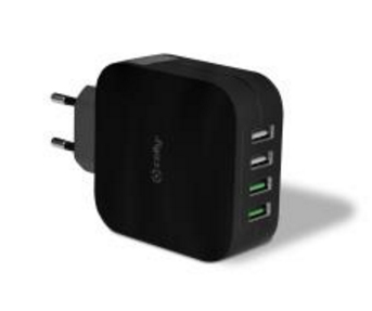 Celly TC4USBTURBOBK mobile device charger Universal Black AC Indoor