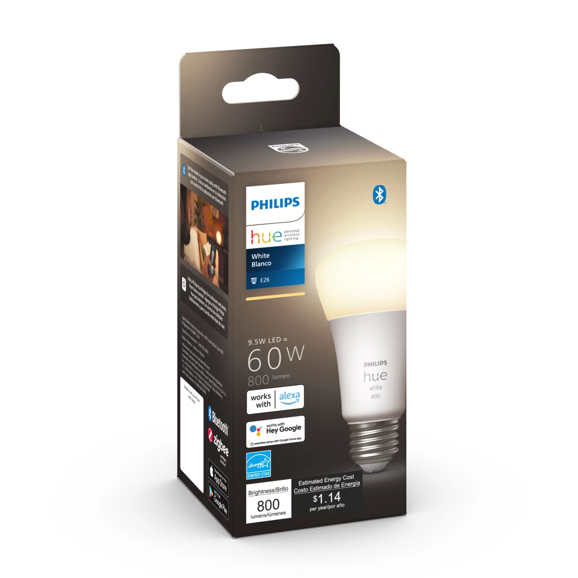 Philips Hue 476861 CFH - Luz inteligente A19, 1 unidad (paquete de 1), color blanco