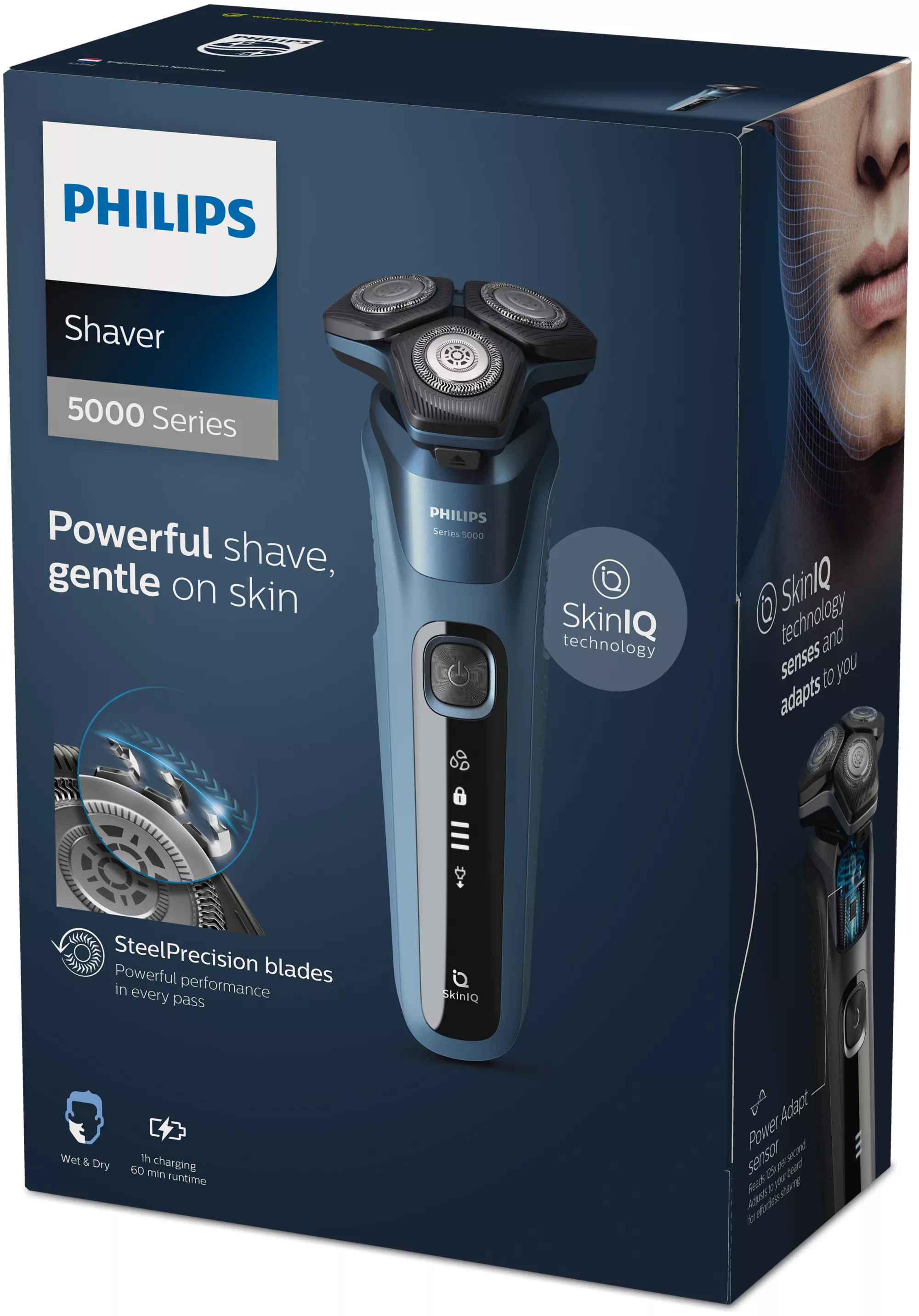 Philips SHAVER Series 5000 S5582/20 men's shaver Rotation shaver Black, Blue – image 2