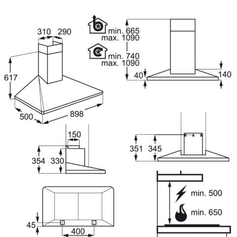 Electrolux EFF90462OK cooker hood Wall-mounted Black 603 m³/h – image 2