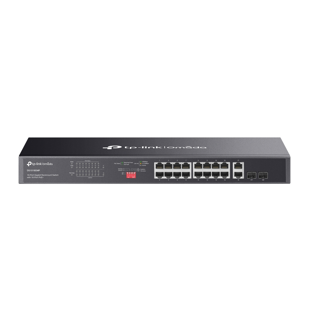 Switch TP-LINK DS1018GMP - 16 Puertos Gigabit PoE - 2 Puertos Gigabit SFP - DS1018GMP