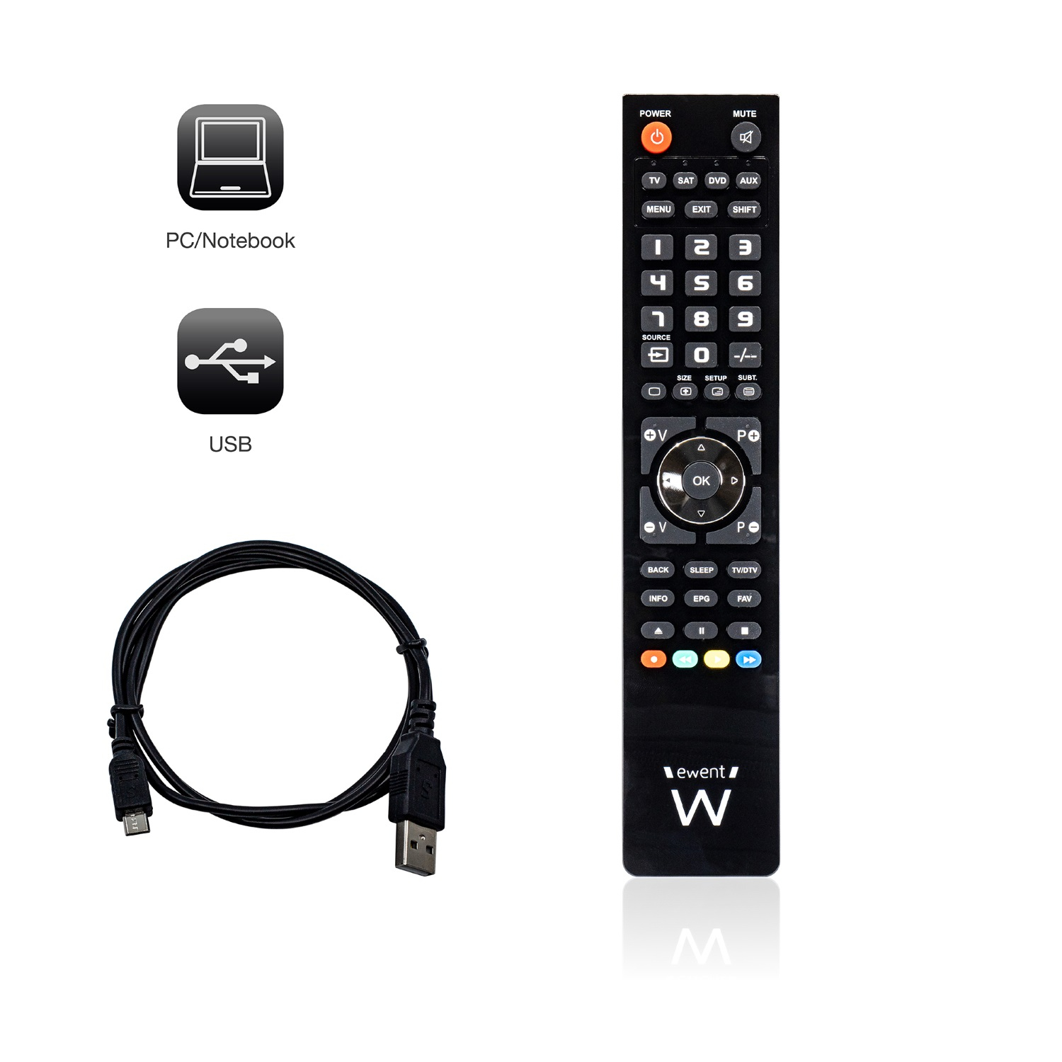 Ewent EW1570 remote control DTT, DVD/Blu-ray, Projector, SAT, STB, Soundbar speaker, TV, Universal, VCR Press buttons – image 4