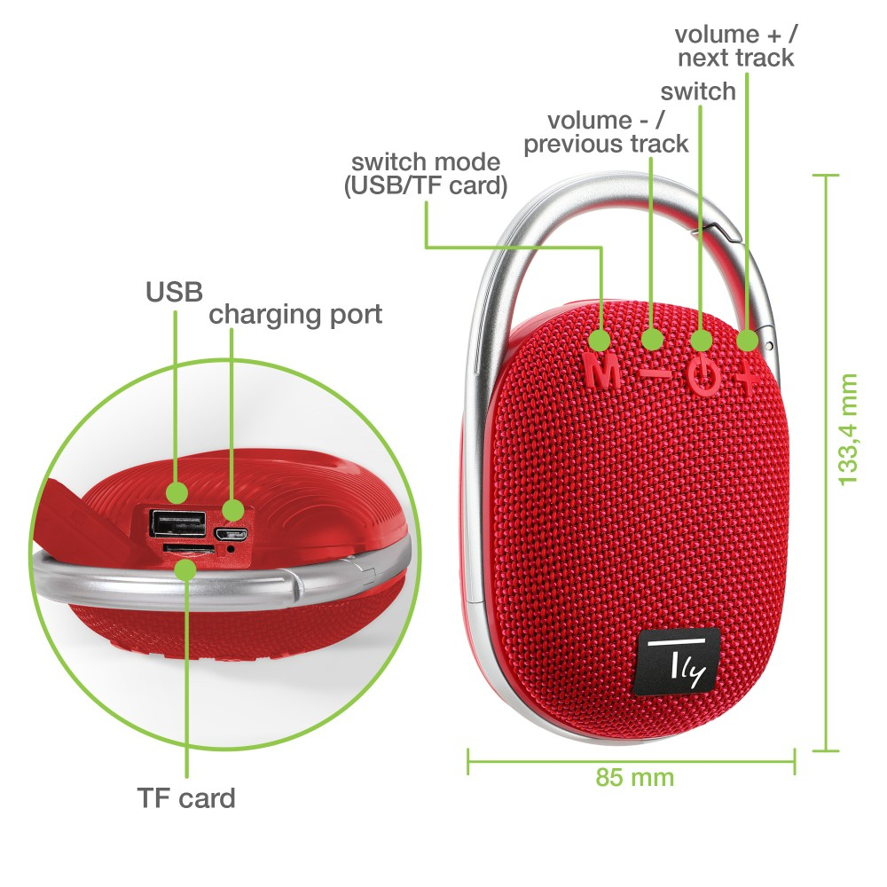 Techly ICASBL321RE portable/party speaker Mono portable speaker Red – image 4