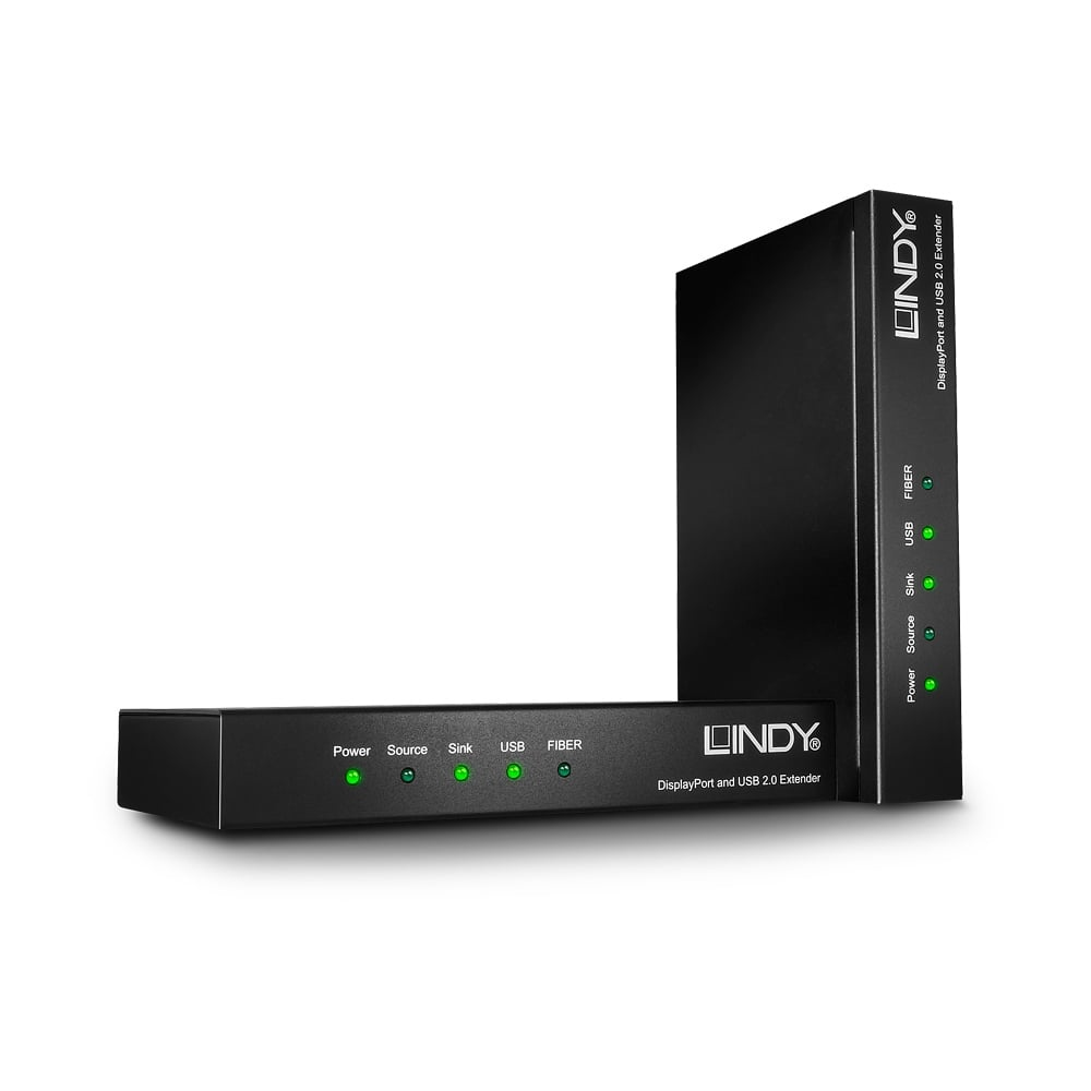 Lindy 200m Fibre Optic DisplayPort 1.2 & USB 2.0 KVM Extender – image 1