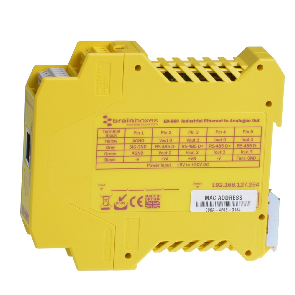 Brainboxes ED-560 Ethernet to 4 Analogue Outputs + Serial Gateway – image 4