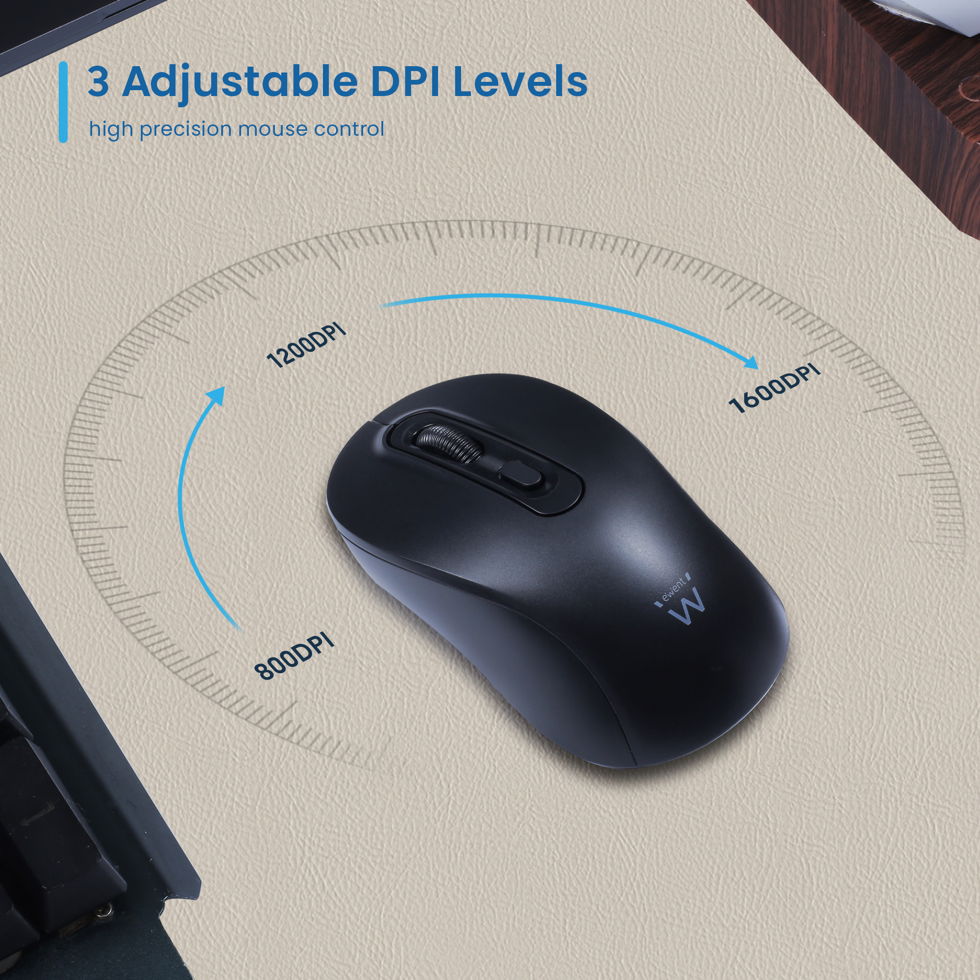 Ewent Wireless optical mouse 800-1200-1600dpi and Silent clicks – image 7