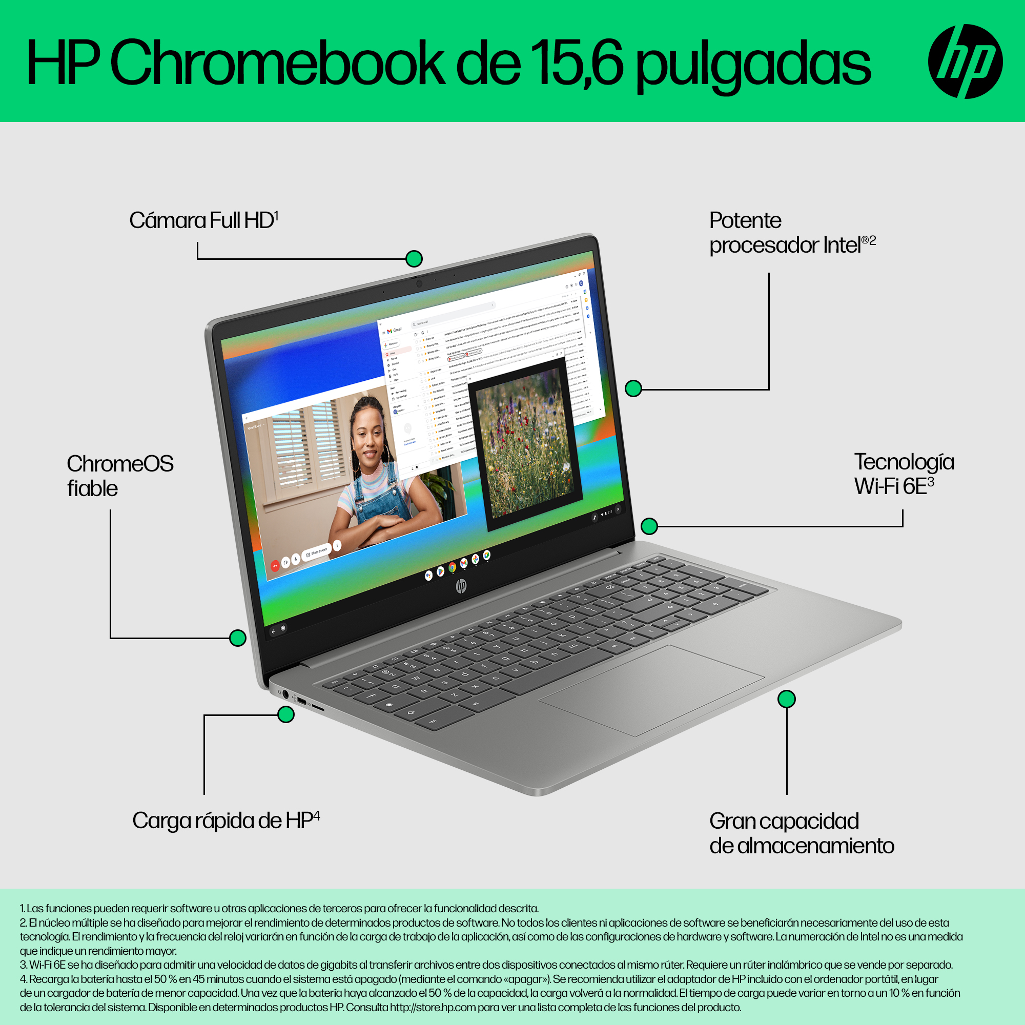 Portátil - HP Chromebook Plus 15a-nb0001ns, 15.6" Full HD, Intel® Core™ i3-N305, 8GB RAM, 256GB eMMC, UHD, Google ChromeOS - imagen 13