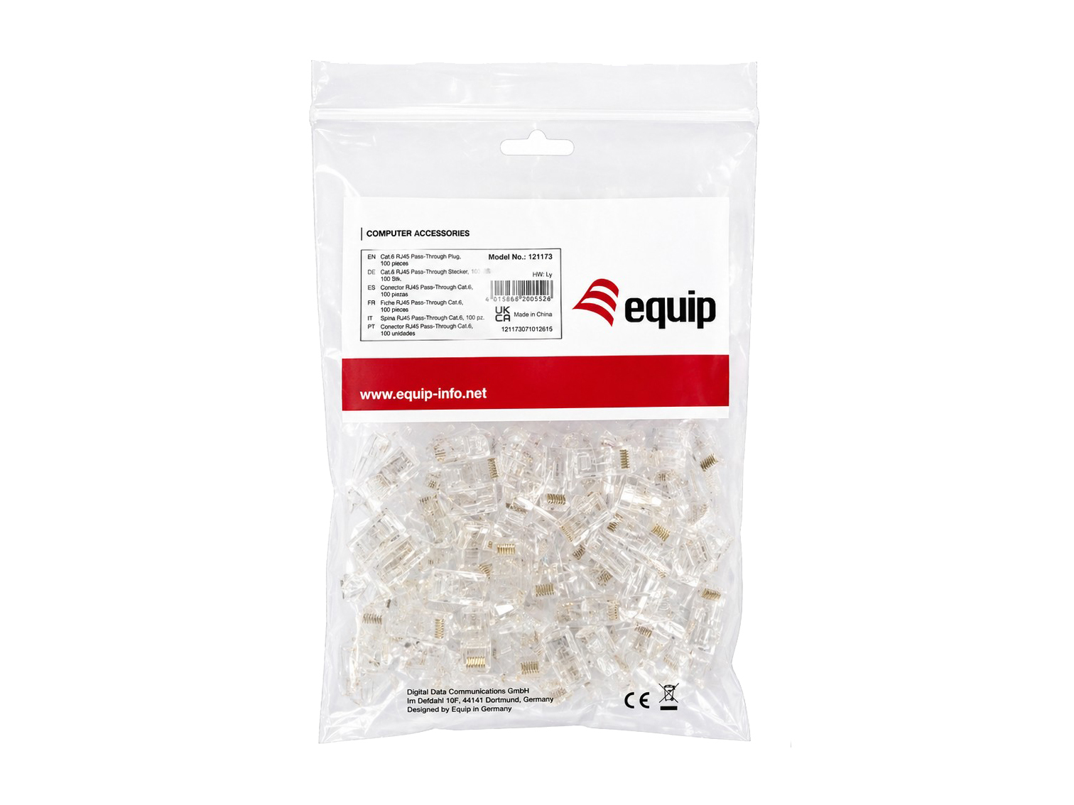 Equip Steckersatz Cat6 RJ45 UTP ungeschirmt 100Stk transpare