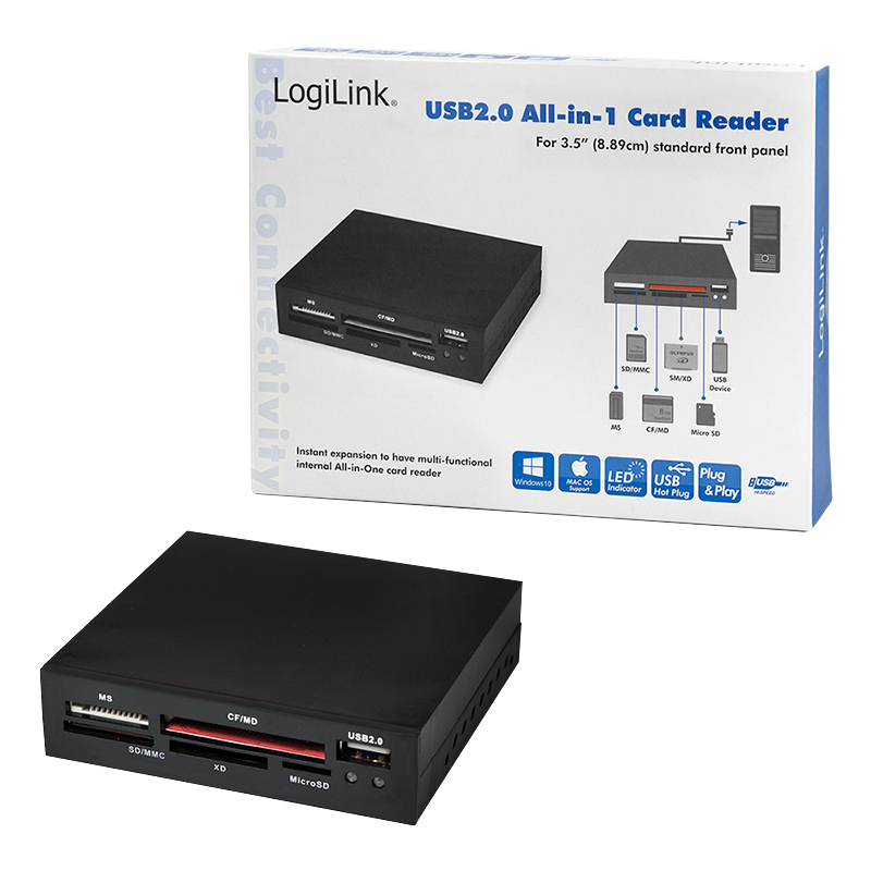 LogiLink CR0012 card reader USB 2.0 Internal Black – image 7