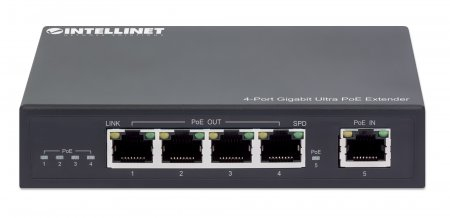 Intellinet 4-Port Ultra Extender, Adds up to 100 m (328 ft.) to Range, 90 W Power Budget, Four PSE Ports up to 30 W Output, IEEE 802.3bt/at/af Compliant, Metal Housing Netværk/strømforlænger – billede 3