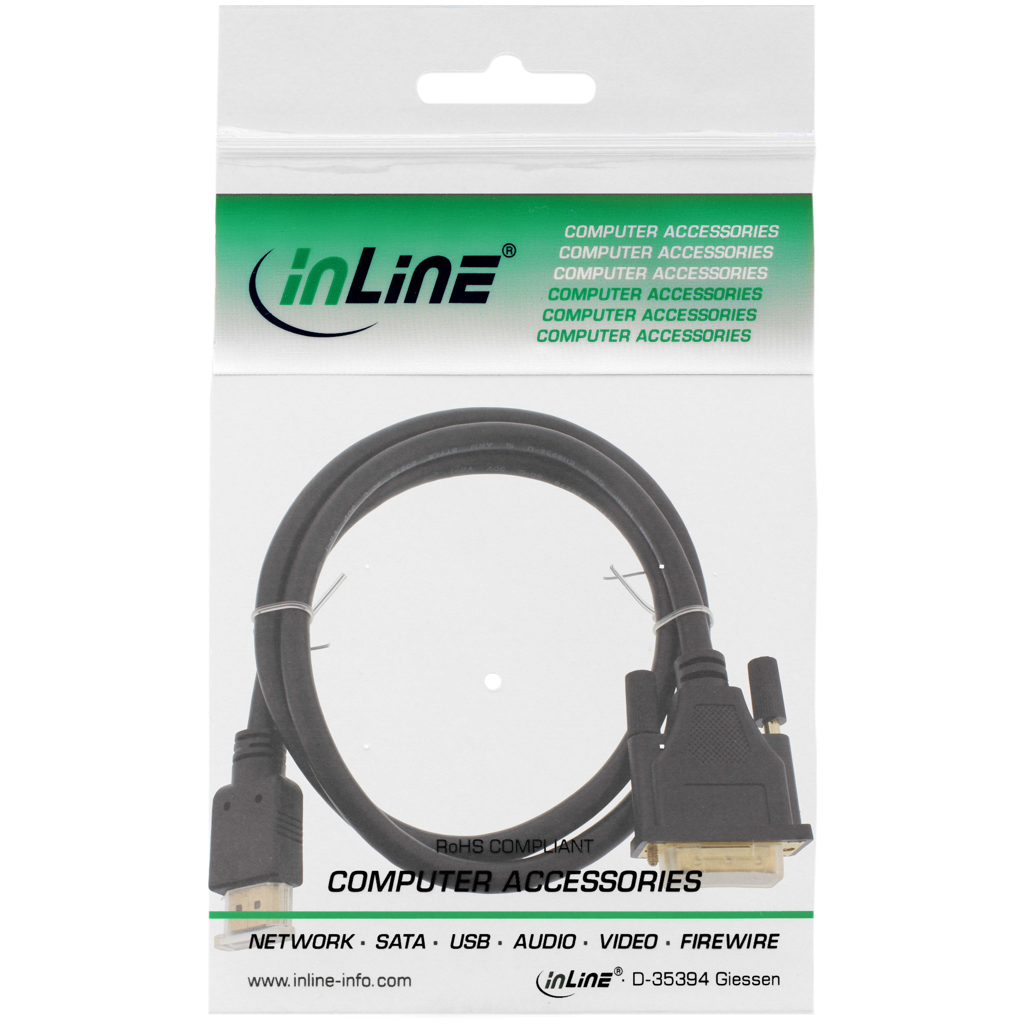 Resim InLine 17662P HDMI - DVI-D Görüntü Kablo Adaptörü, Erkek/Erkek, 2m, Siyah