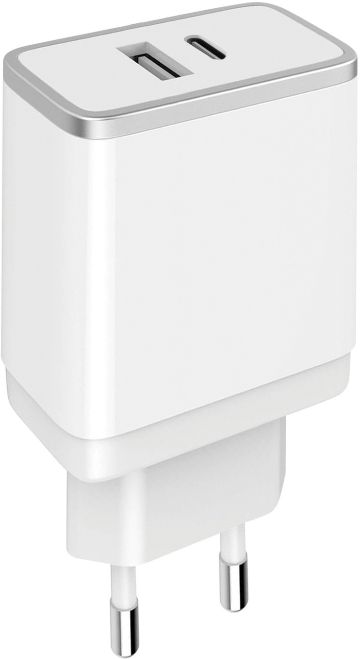 Mobiparts Wall Charger USB-A/USB-C 2.4A + Lightning to USB-C Cable White – image 2