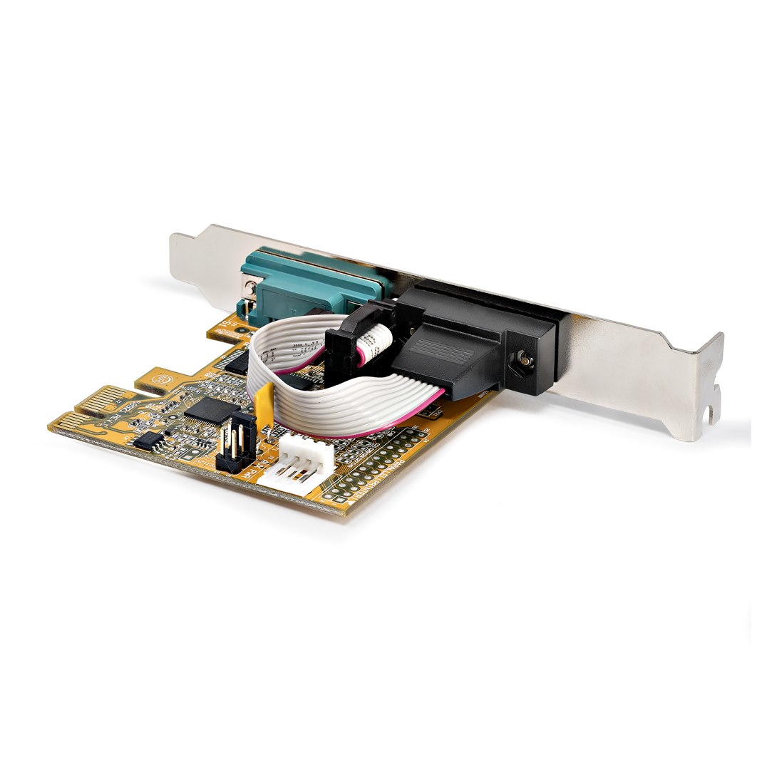 StarTech.com 2-Port PCI Express Serial Interface Card, Dual Port PCIe to RS232 (DB9) Serial Card, 16C1050 UART, Low/Full Profile Brackets, COM Retention, For Wi – image 2
