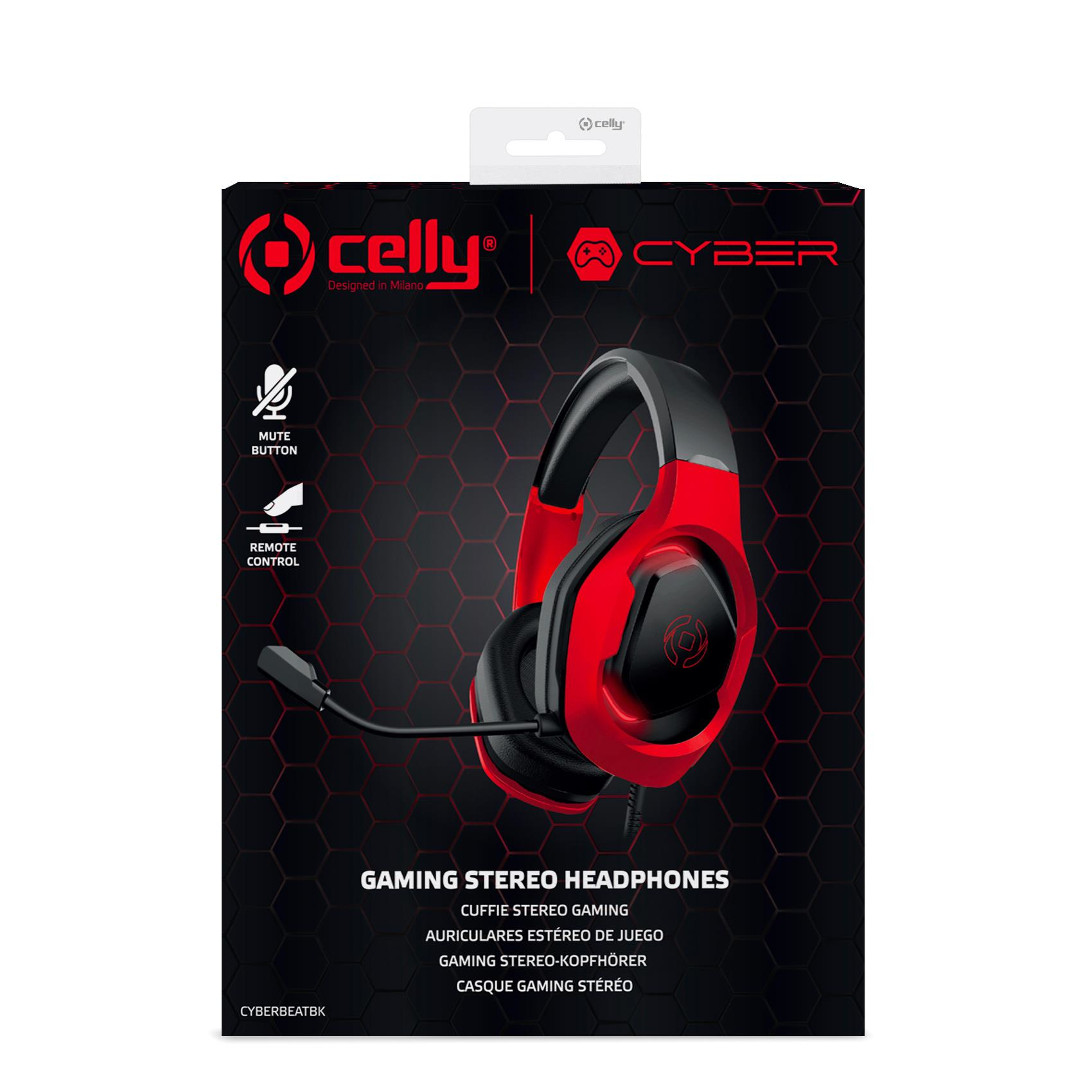 Celly CyberBeat Headset Wired Head-band Gaming USB Type-A Black, Red – image 5