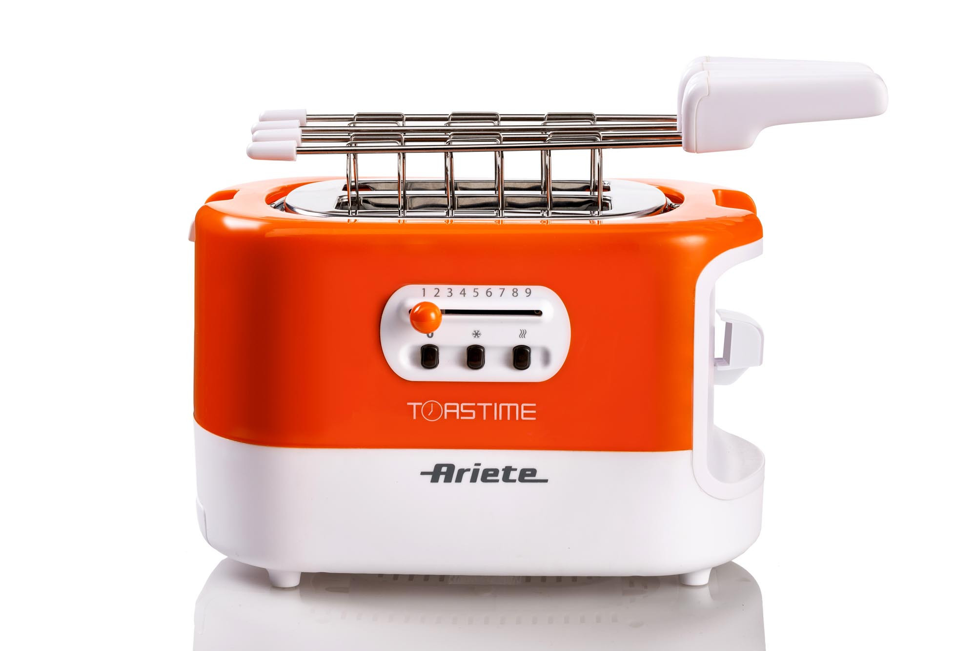 Ariete 159 Toastime - Toaster with Tongs for 2 slices of bread - 9 Degrees of Browning - 700 Watt - White and Orange – image 2