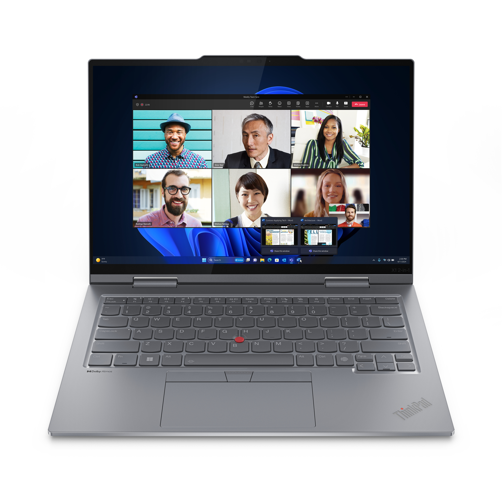 Lenovo ThinkPad X1 2-in-1 Intel Core Ultra 7 155U Ibrido (2 in 1) 356 cm (14") Touch screen WUXGA 16 GB LPDDR5x-SDRAM 512 GB SS