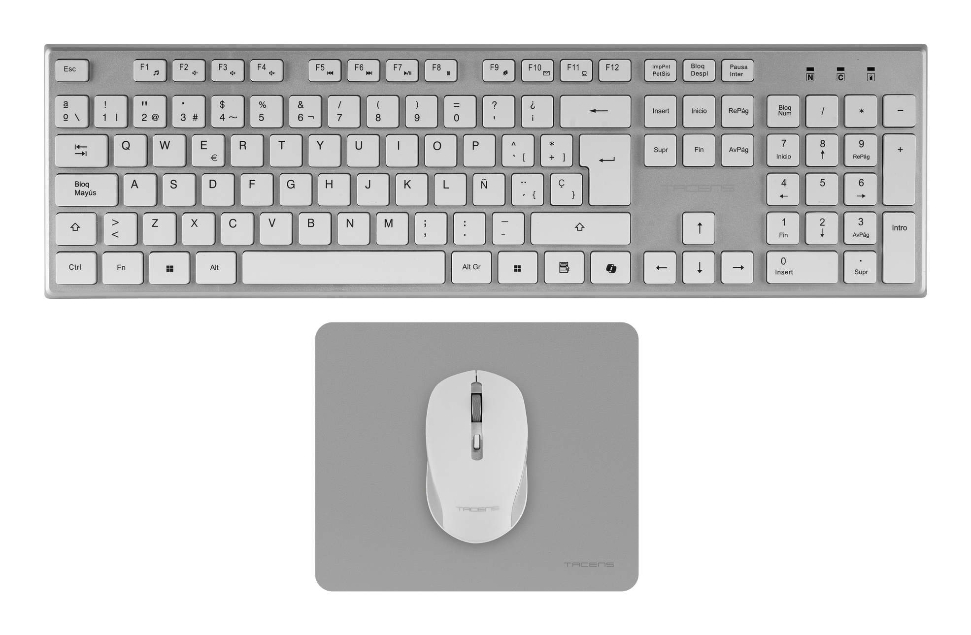 Tacens 6ZENITHWUS keyboard Mouse included Home/Office RF Wireless QWERTY US English Silver, White – image 2