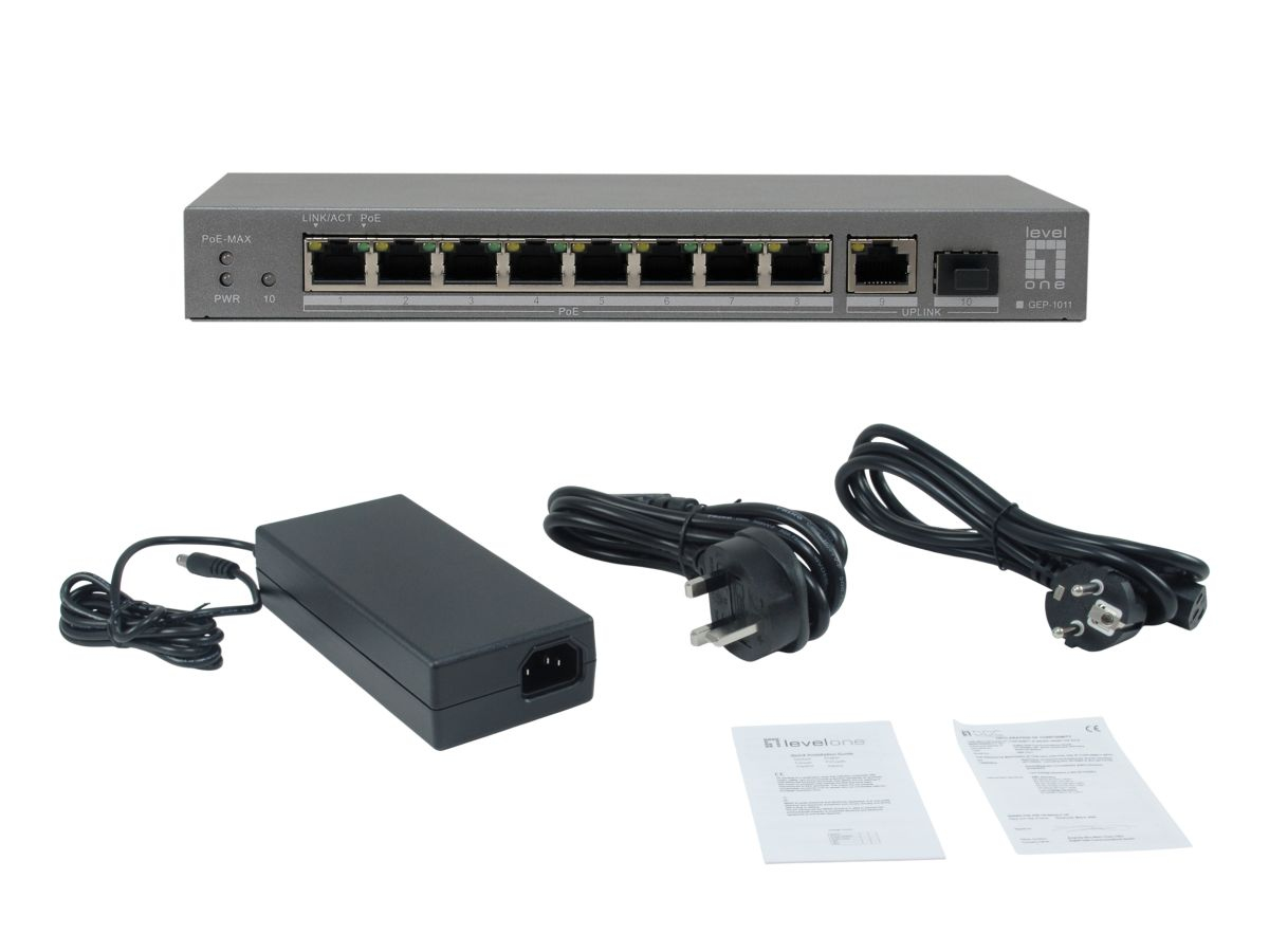 LevelOne 10-Port Gigabit PoE Switch, 802.3af/at PoE, 8 PoE Outputs – image 6
