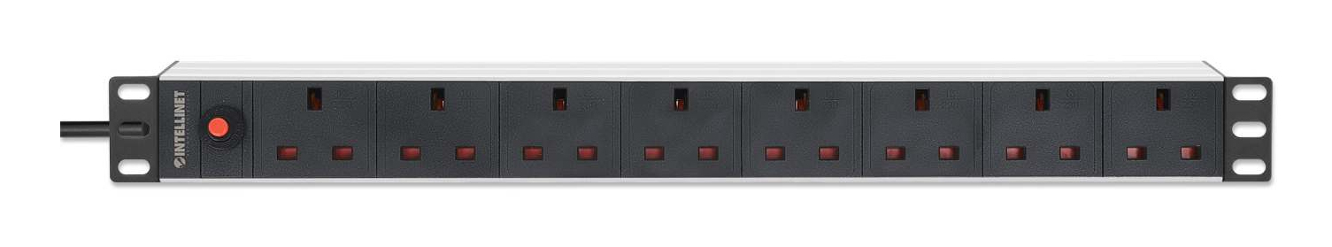 Intellinet 19" 1U PDU 7-way UK, Overload Protection, Rackmount, Power Distribution Unit, UK 3-pin outlets, 3m power cord, output – image 3