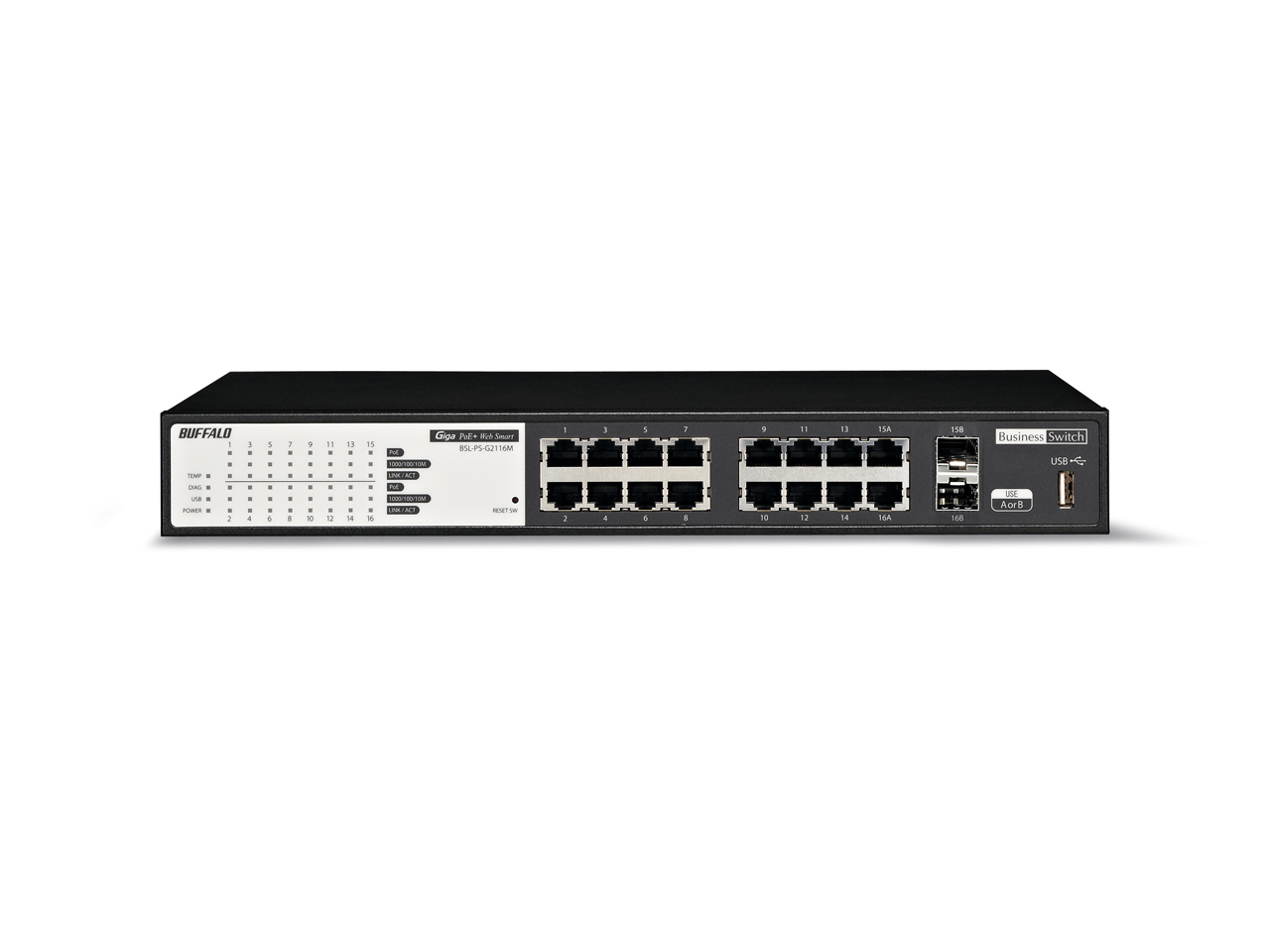 Buffalo BSL-PS-G2116M network switch Managed L2 Gigabit Ethernet (10/100/1000) Power over Ethernet (PoE) Black – image 2