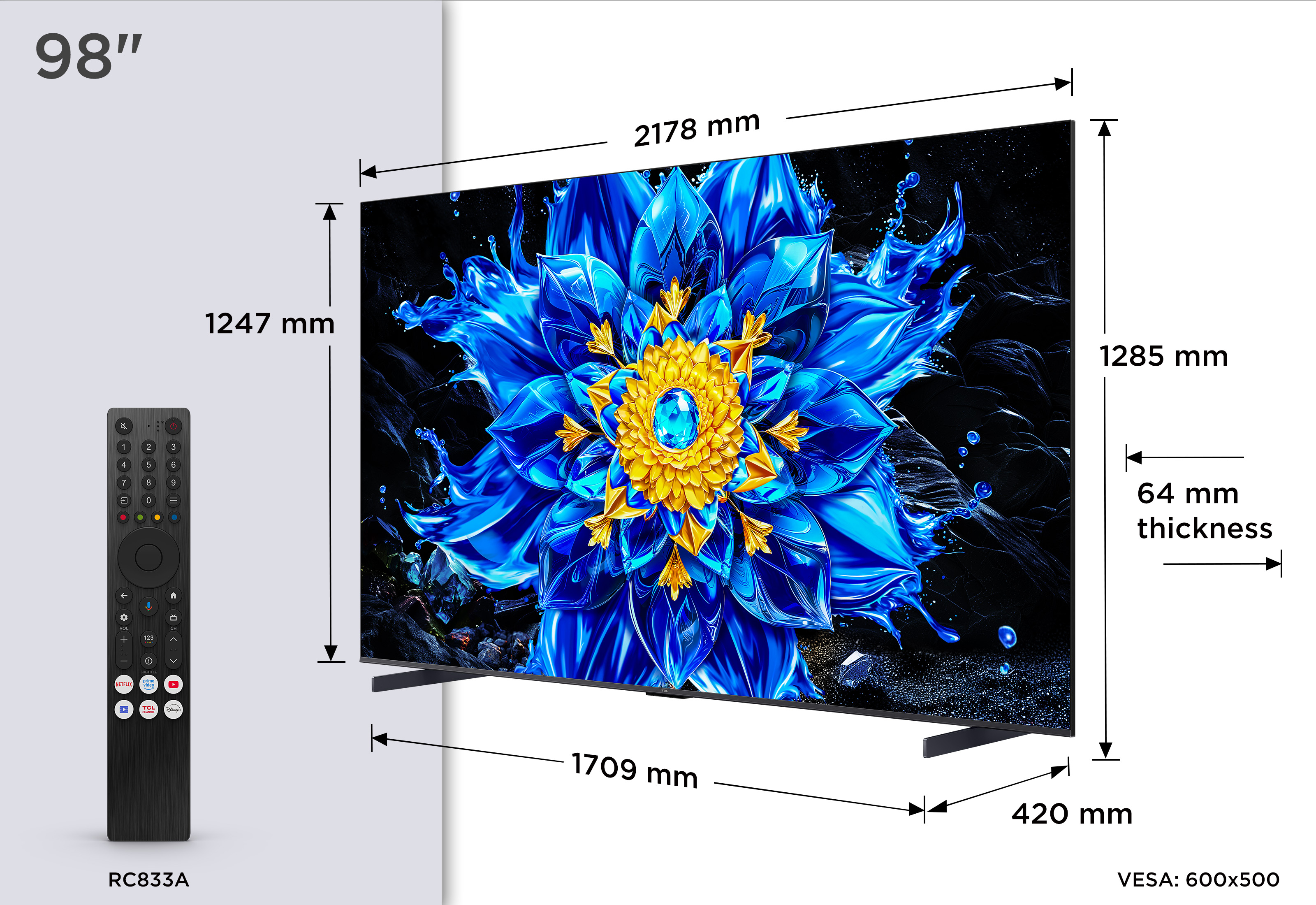 TV TCL QD Mini LED P8L 98P8L 98 4K UltraHD 144Hz Smart TV Google TV HDR10 Dolby Vision — photo 4