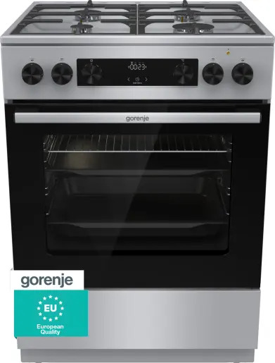 G600 GK6C4XF cooker Freestanding cooker Gas Black, Stainless steel