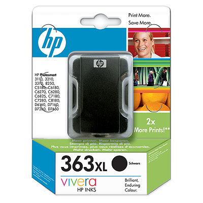 HP 363 Large Black Ink Cartridge with Vivera Ink