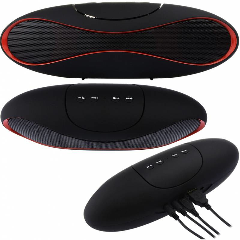 Techly Portable Bluetooth Wireless Rugby Speaker MicroSD/TF Black/Red ICASBL01 – image 4