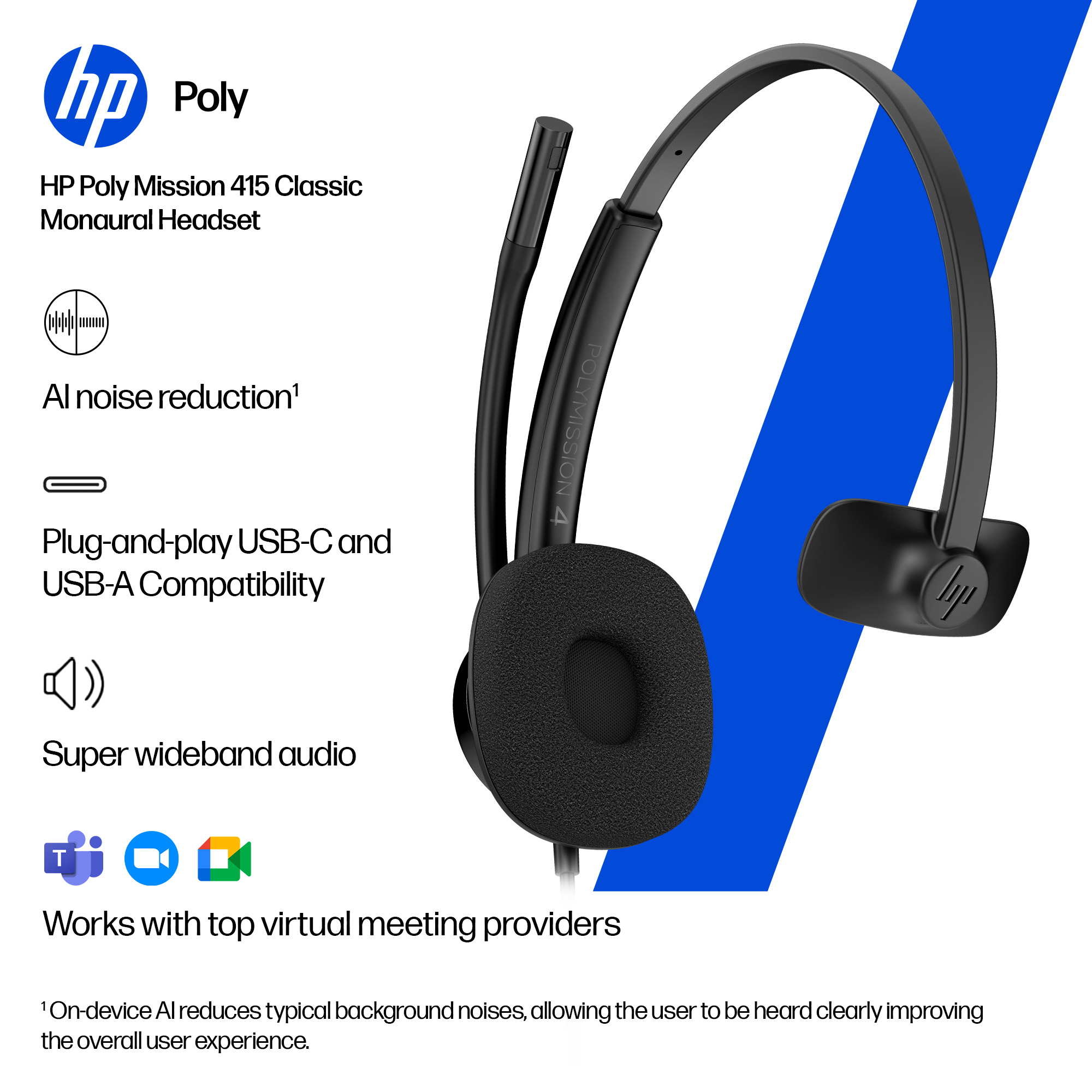HP Poly Mission 425 Stereo USB Wired Headset – image 7