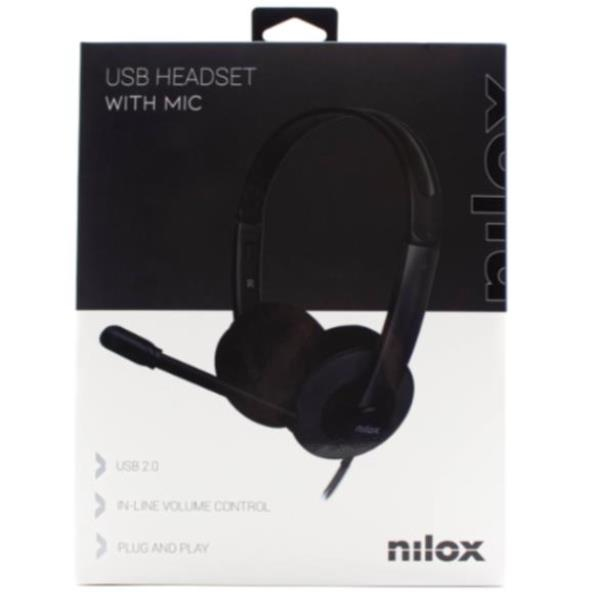 Nilox NXAU0000003 headphones/headset Wired Head-band Office/Call center USB Type-A Black – image 4