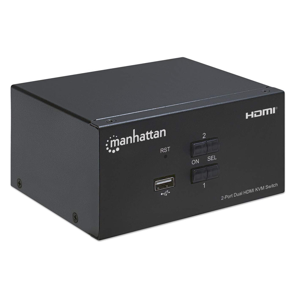 Manhattan HDMI KVM Switch 2-Port, 4K@30Hz, USB-A/3.5mm Audio/Mic Connections, Cables included, Audio Support, Control 2x computers from one pc/mouse/screen, USB – image 2